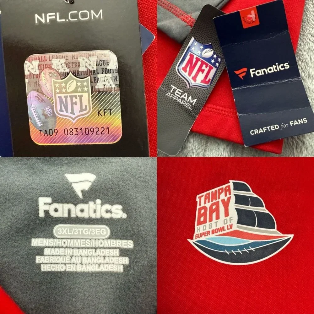 Tampa Bay Super Bowl LV Host Jacket Mens 3XL Red Gray NFL Ambassador Quarter Zip
